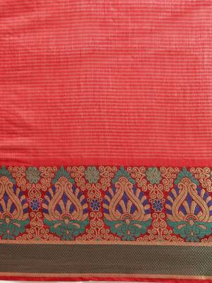 Kimisha Women's Red Silk Cotton Kanjivaram Saree 4