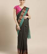 Kimisha Women's Black Silk Cotton Kanjivaram Saree