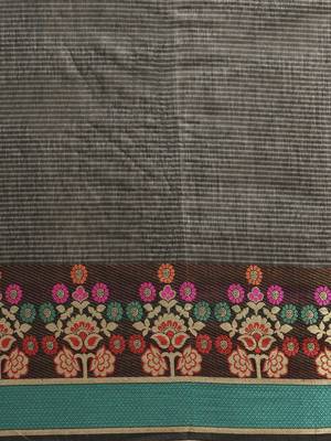 Kimisha Women's Black silk blend Cotton Kanjivaram Saree 4