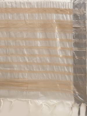 Kimisha Women's White Linen Woven Saree 5