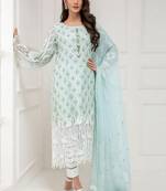 Blue Embroidered Georgette Salwar