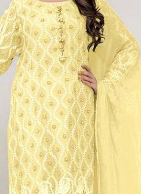 Yellow Embroidered Georgette Salwar 2