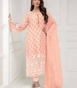 Salmon Embroidered Georgette Salwar