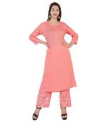 Orange solid rayon kurta and palazzo set