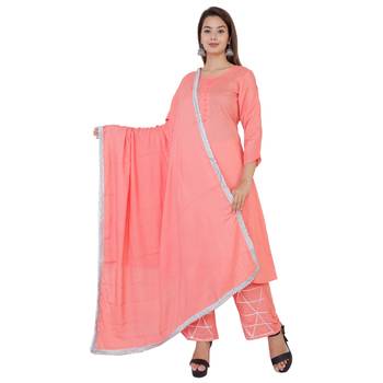 Orange solid rayon kurta and palazzo set 2