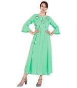 Light green embroideried rayon a-line kurti