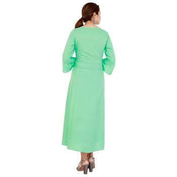 Light green embroideried rayon a-line kurti 5