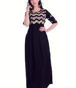 Black embroideried rayon long kurti