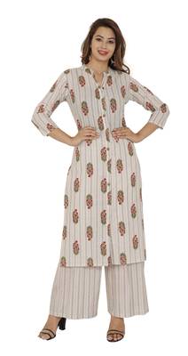 White Red Cotton Kurta Palazzo Set 1