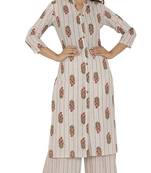 White Red Cotton Kurta Palazzo Set