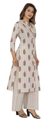 White Red Cotton Kurta Palazzo Set 2
