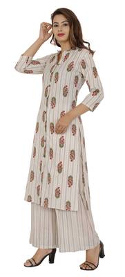 White Red Cotton Kurta Palazzo Set 3