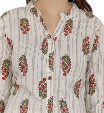 White Red Cotton Kurta Palazzo Set 4