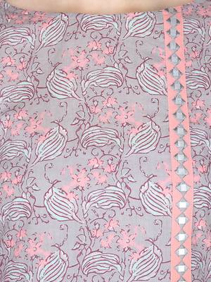Grey printed cotton long-kurtis 5
