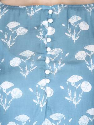 Blue printed cotton long-kurtis 5