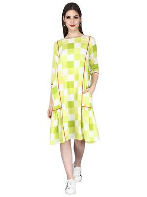 Green printed cotton long-kurtis 1