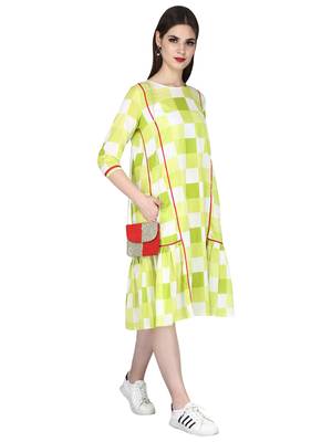 Green printed cotton long-kurtis 2