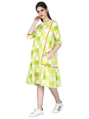 Green printed cotton long-kurtis 3