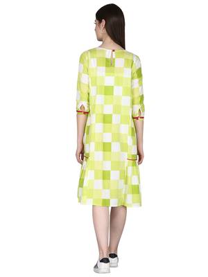 Green printed cotton long-kurtis 4