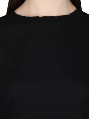 Black plain rayon long-kurtis 5