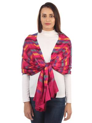 Super Fine Soft Women's Mudal Reversible Pashmina Zig Zag Printed Scarf, Stole & Wrap with Hanger 2