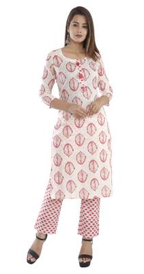 White Pink Butta Printed Kurta Palazzo Set 1