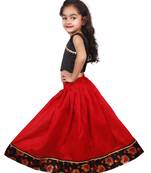 Red Plain Silk Stitched Lehenga
