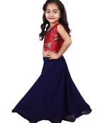 Navy-Blue Plain Georgette Stitched Lehenga