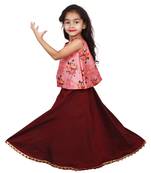 Maroon Plain Crepe Stitched Lehenga