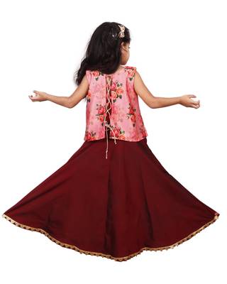 Maroon Plain Crepe Stitched Lehenga 2