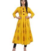Yellow Floral Printed Cottton Kurta