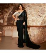Black embroidered Georgette saree with blouse