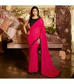 Pink embroidered Georgette saree with blouse