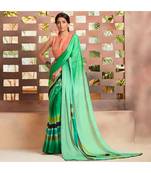 Green embroidered Georgette saree with blouse