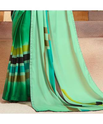 Green embroidered Georgette saree with blouse 3