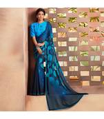 blue embroidered Georgette saree with blouse