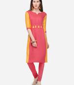 Peach Plain Rayon Straight Kurti