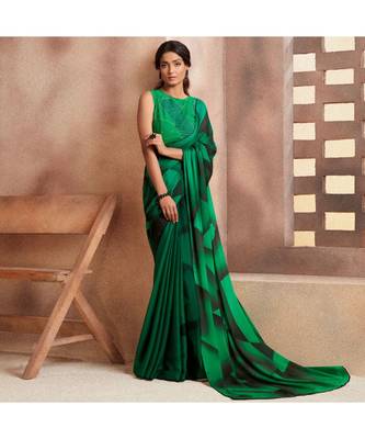 Green embroidered Georgette saree with blouse 1