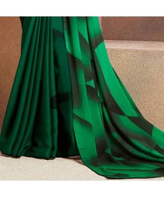 Green embroidered Georgette saree with blouse 3