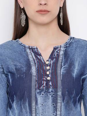 Blue Embroidered  Straight Kurti 2