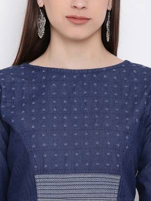 Blue Embroidered  Straight Kurti 2