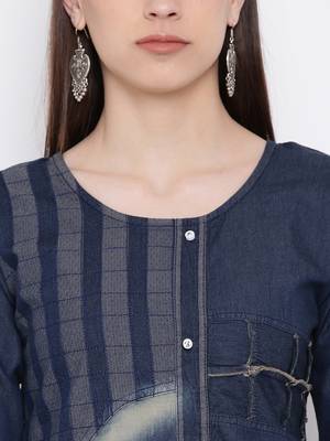 Blue Embroidered  Straight Kurti 2