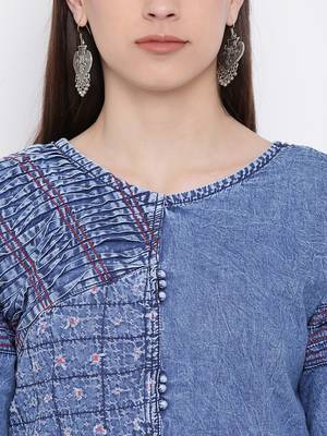 Blue Embroidered  Straight Kurti 2