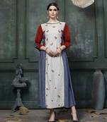 Multicolor Embroidered Rayon Anarkali, Straight Kurti