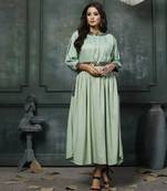 Green Embroidered Rayon Anarkali Kurti