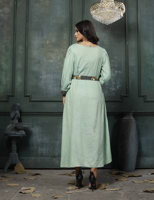 Green Embroidered Rayon Anarkali Kurti 2