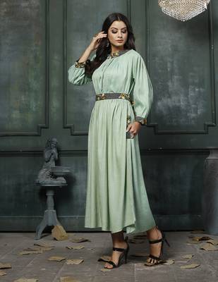 Green Embroidered Rayon Anarkali Kurti 4