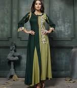 Green Embroidered Rayon Anarkali Kurti