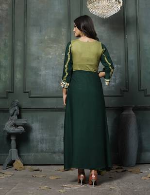 Green Embroidered Rayon Anarkali Kurti 2