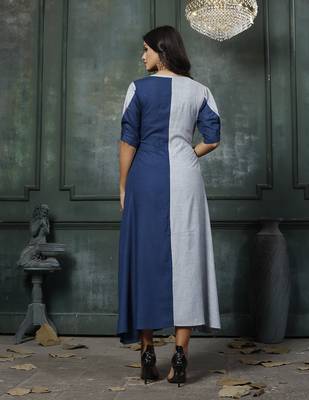 Blue Embroidered Rayon Anarkali Kurti 2